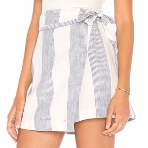 Free People Linen Wrap Skirt Blue and White Size 4
